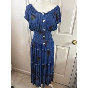 Figueroa and Flower Dress VTG Style Peasant Maxi Dress Grunge Cottagecore 556